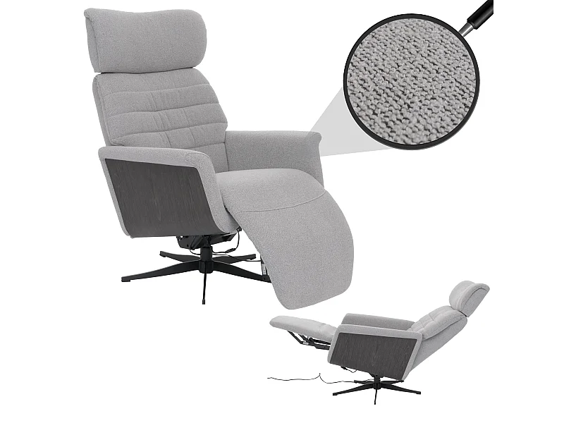 Relaxsessel MCW-N56, Stoff grau, Holz grau