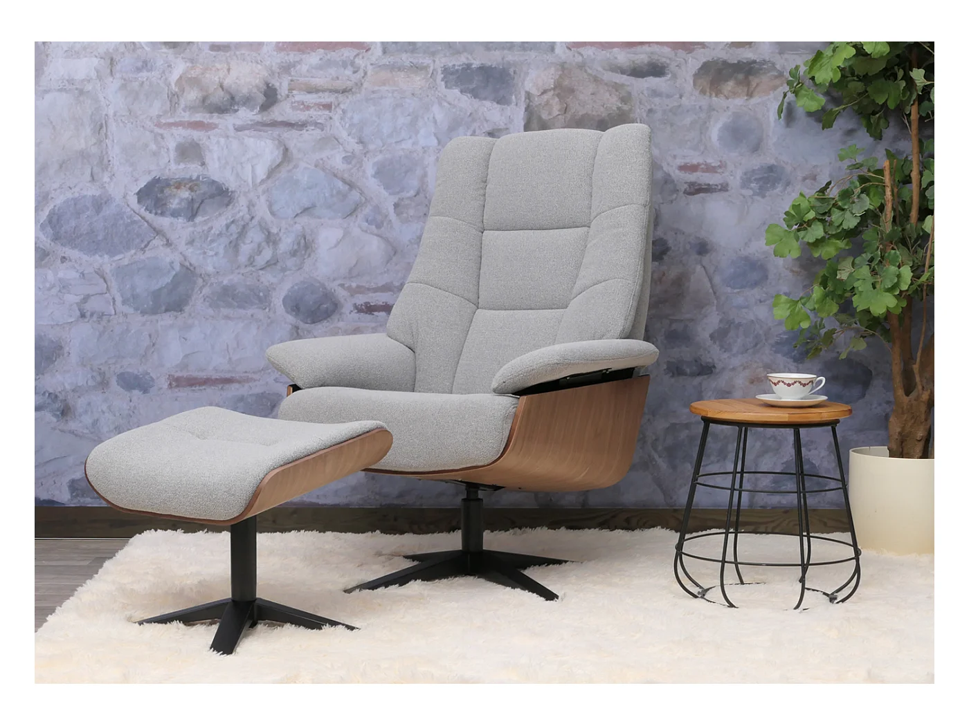 Relaxsessl + Hocker MCW-N57, Grau