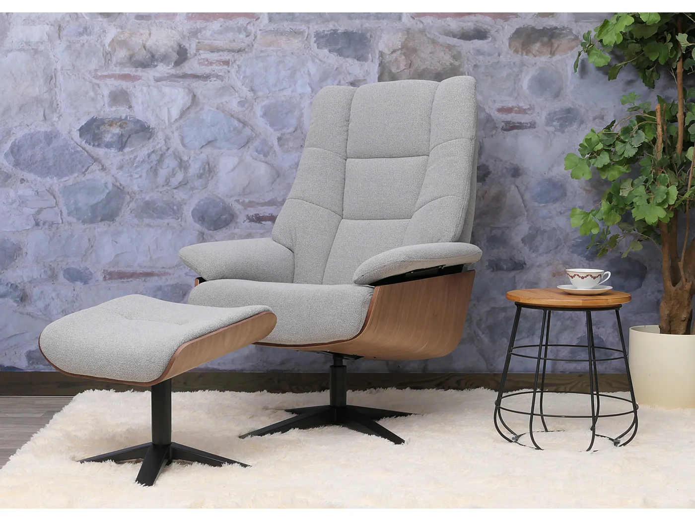 Relaxsessl + Hocker MCW-N57, Grau