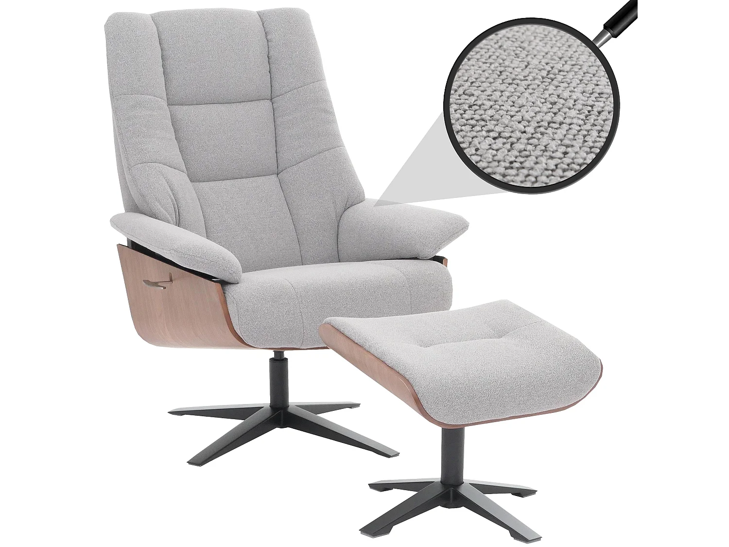 Relaxstol + fodskammel MCW-N57,  grå