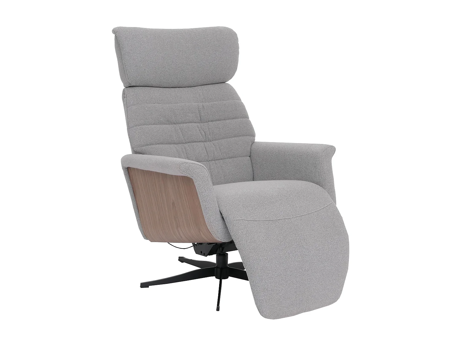 Relaxsessel MCW-N56, Stoff grau, Holz Walnuss-Optik