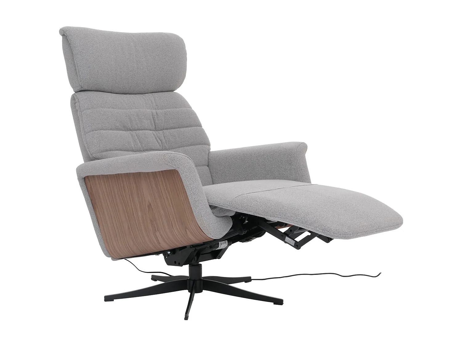 Relaxsessel MCW-N56, Stoff grau, Holz Walnuss-Optik