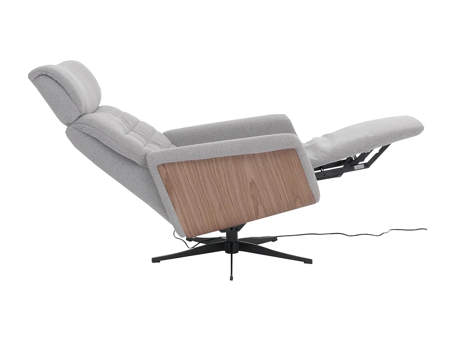 Relaxsessel MCW-N56, Stoff grau, Holz Walnuss-Optik