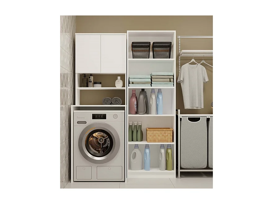 COMO - Meuble pour machine à laver - 180x64x64 - 2 portes et étagère ouverte