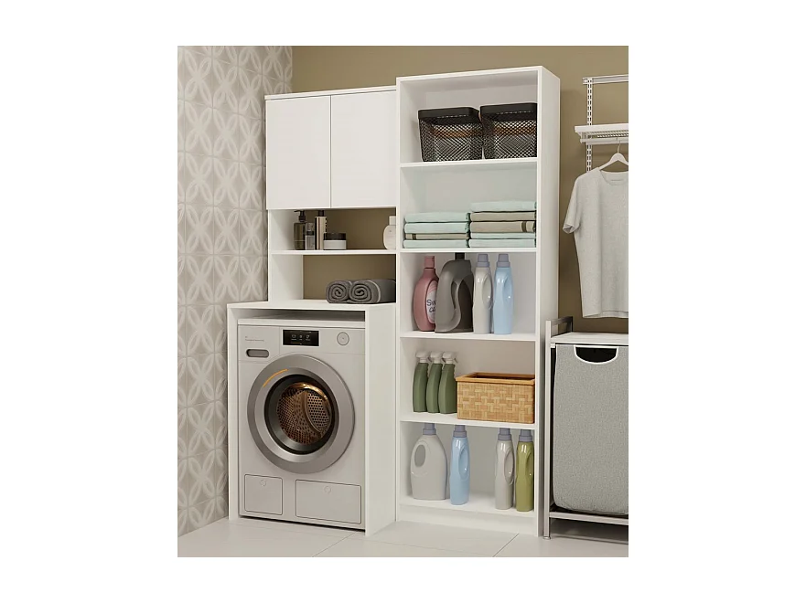 COMO - Meuble pour machine à laver - 180x64x64 - 2 portes et étagère ouverte