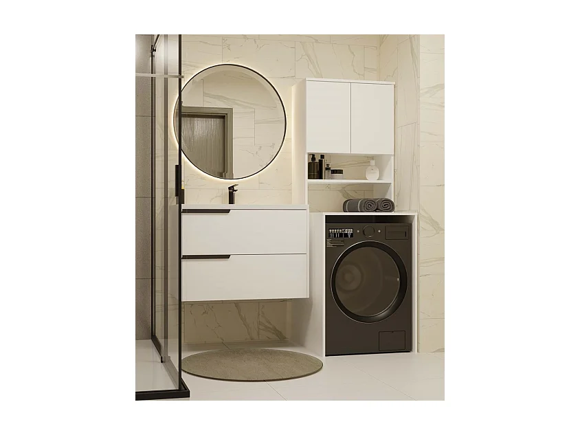 COMO - Meuble pour machine à laver - 180x64x64 - 2 portes et étagère ouverte