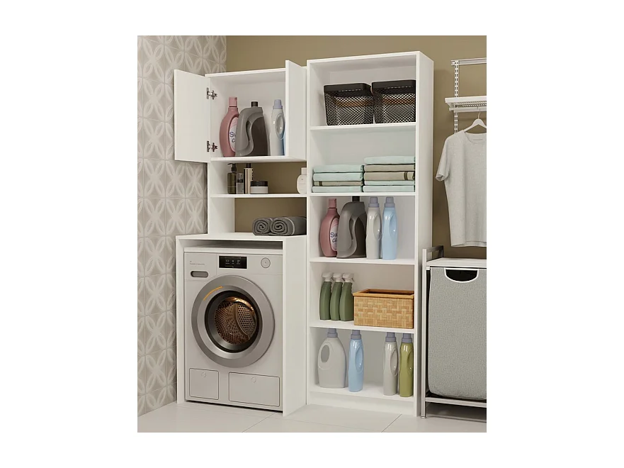 COMO - Meuble pour machine à laver - 180x64x64 - 2 portes et étagère ouverte