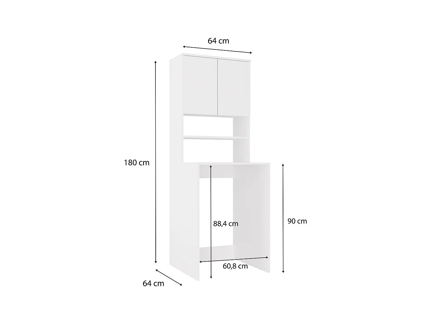 COMO - Mueble para lavadora - 180x64x64 - 2 puertas y estante abierto