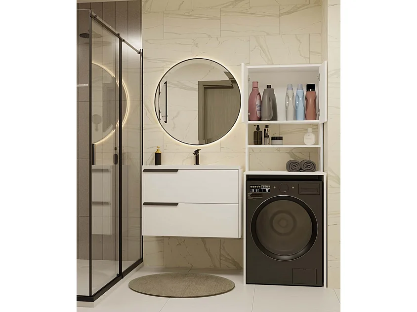 COMO - Mobile per lavatrice - 180x64x64 - 2 ante e ripiano aperto