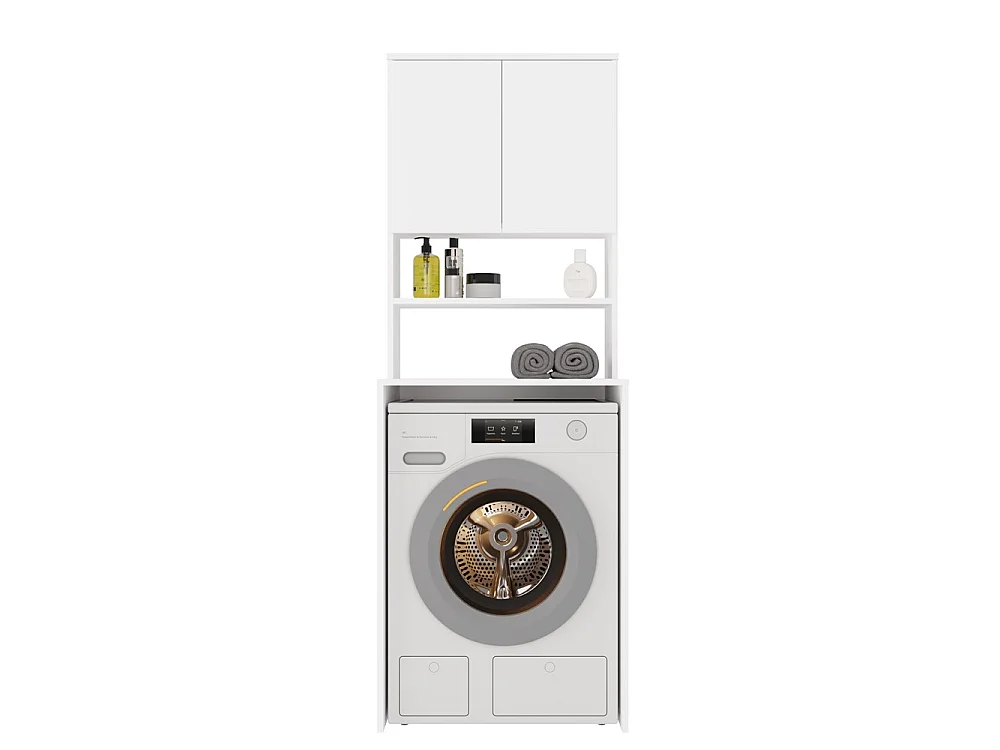 COMO - Meuble pour machine à laver - 180x64x64 - 2 portes et étagère ouverte