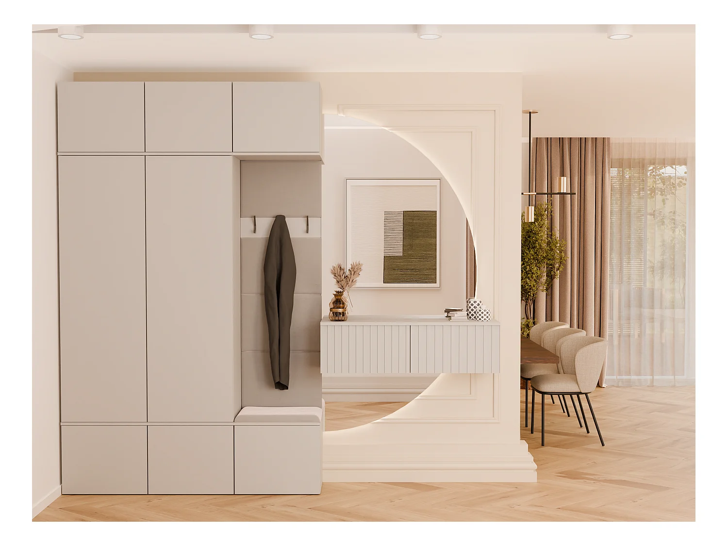 Garderoba HAGA III | Kaszmir  | 150x35x238  | Szafa + Wieszak + Szafki