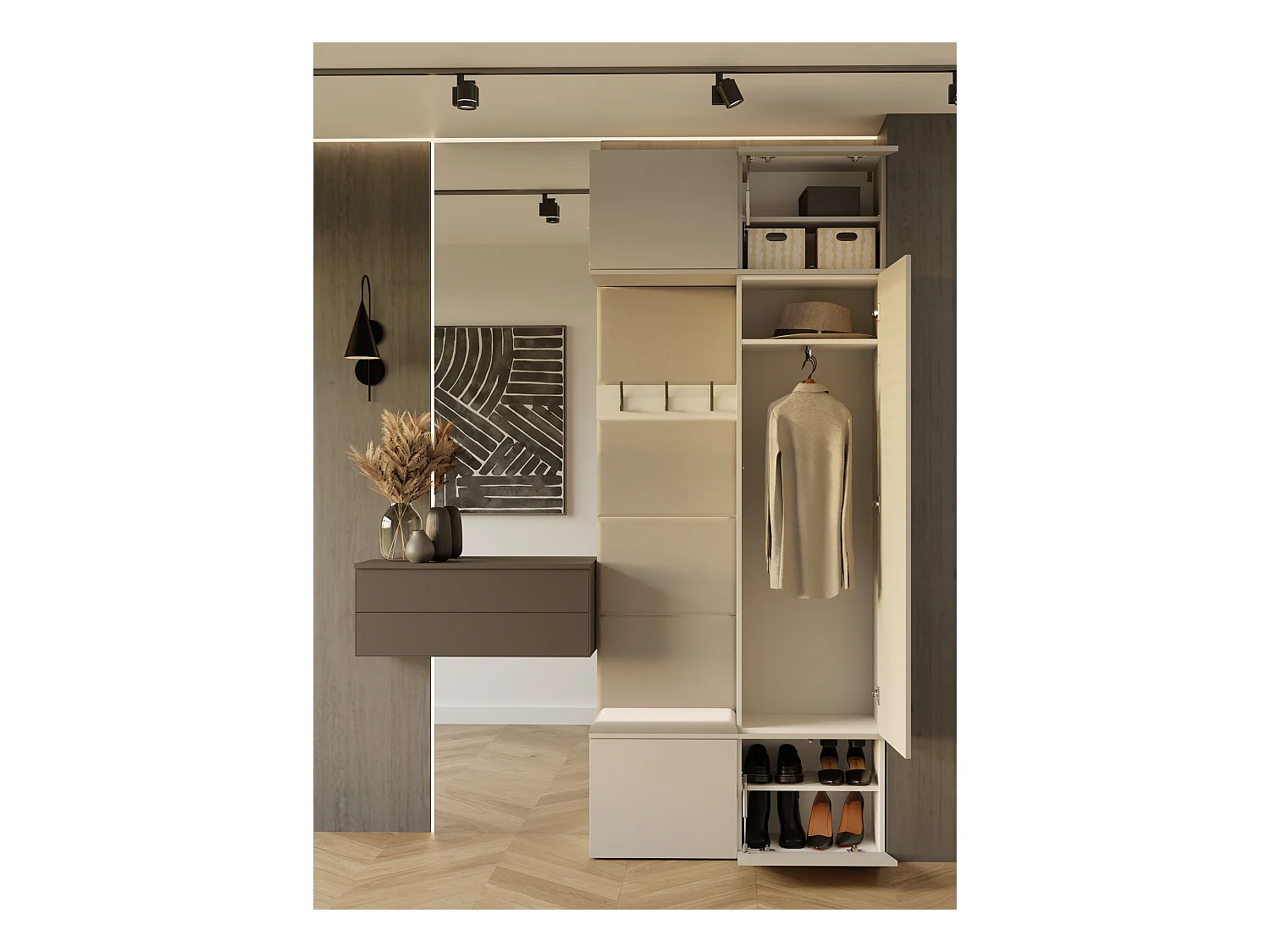 Garderoba HAGA II | 100x35x238 cm |  Kaszmir | 100x35x238 cm |Szafa do przedpokoju