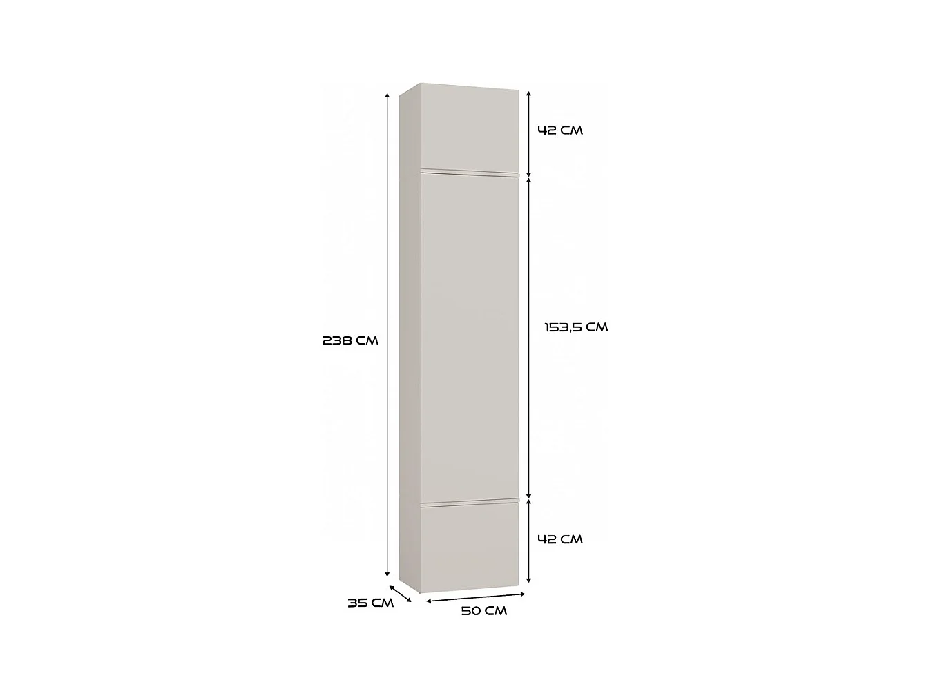 Garderoba HAGA II | 100x35x238 cm |  Kaszmir | 100x35x238 cm |Szafa do przedpokoju