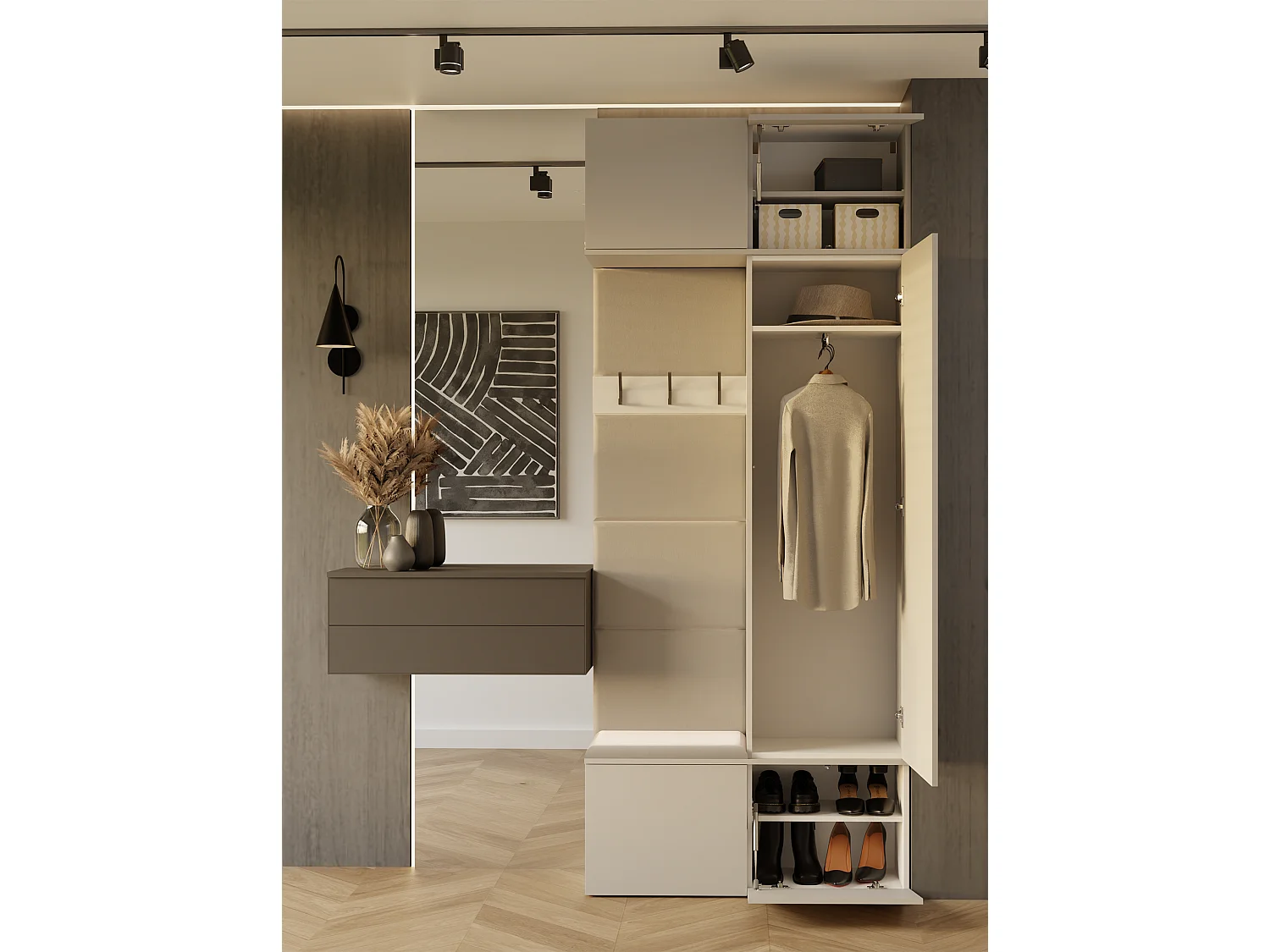 Garderoba HAGA II | 100x35x238 cm |  Kaszmir | 100x35x238 cm |Szafa do przedpokoju