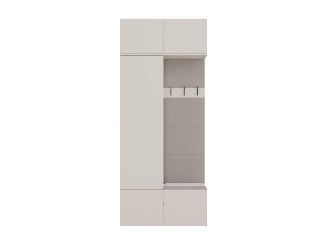HAGA - Perchero de 3 ganchos y armario - Vestíbulo con asiento 238x100x35 cm - Beige cachemira