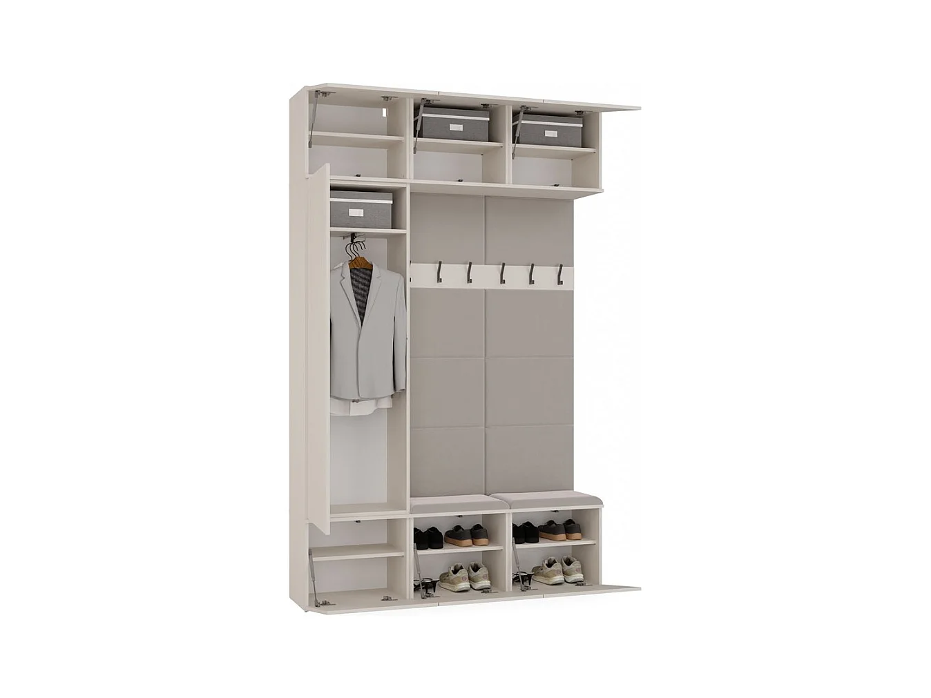 Garderoba HAGA III | 150x35x238 cm | Kaszmir |  Szafa + Wieszakami + Szafki