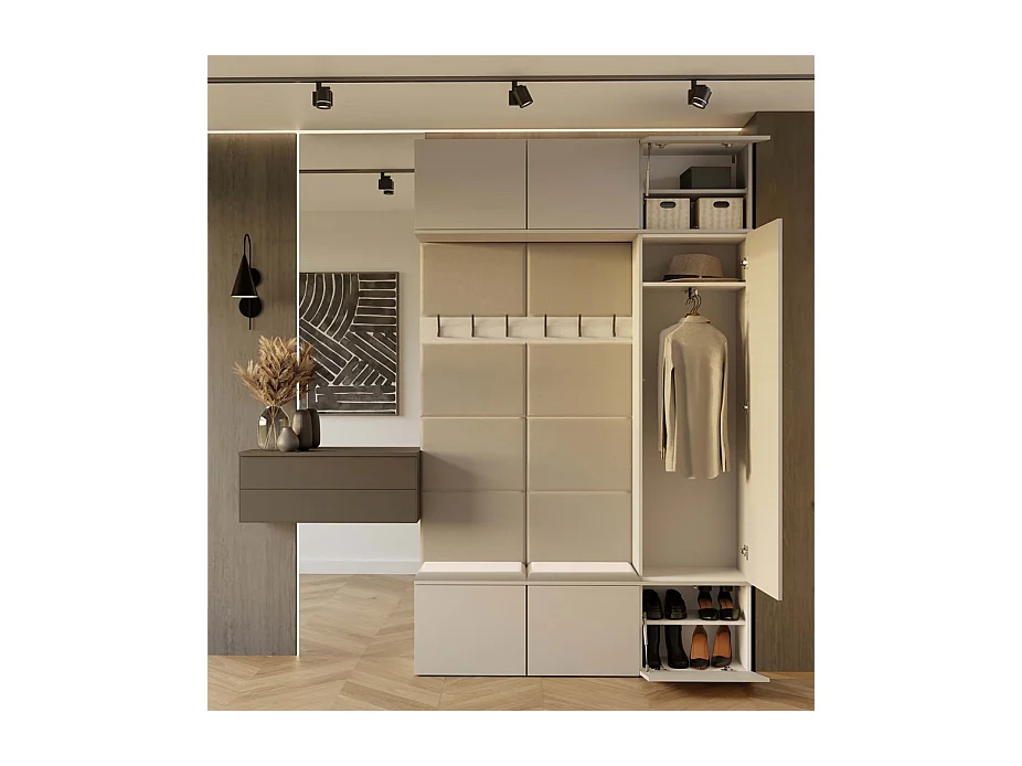 Garderoba HAGA III | 150x35x238 cm | Kaszmir |  Szafa + Wieszakami + Szafki