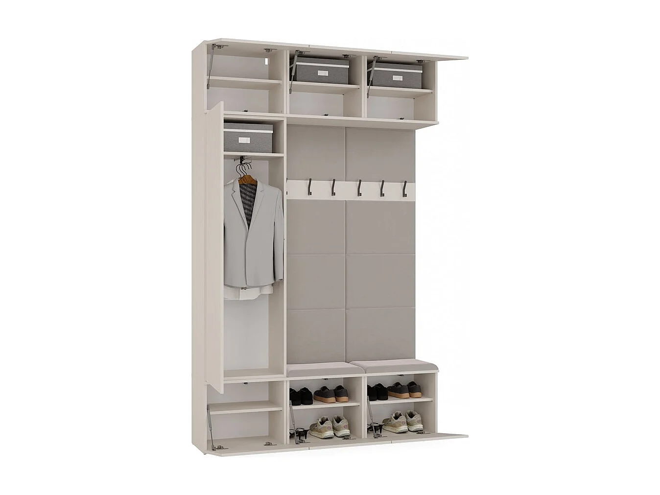 Garderoba HAGA III | 150x35x238 cm | Kaszmir |  Szafa + Wieszakami + Szafki