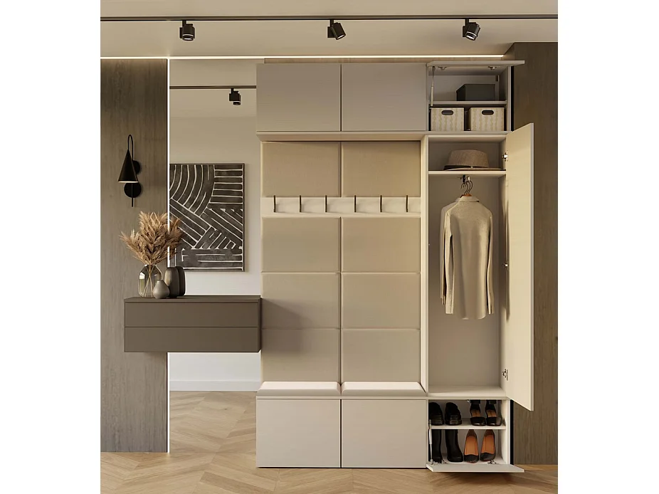 Garderoba HAGA III | 150x35x238 cm | Kaszmir |  Szafa + Wieszakami + Szafki