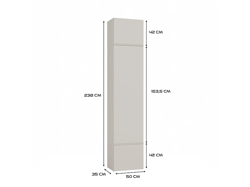 Garderoba HAGA III | 150x35x238 cm | Kaszmir |  Szafa + Wieszakami + Szafki