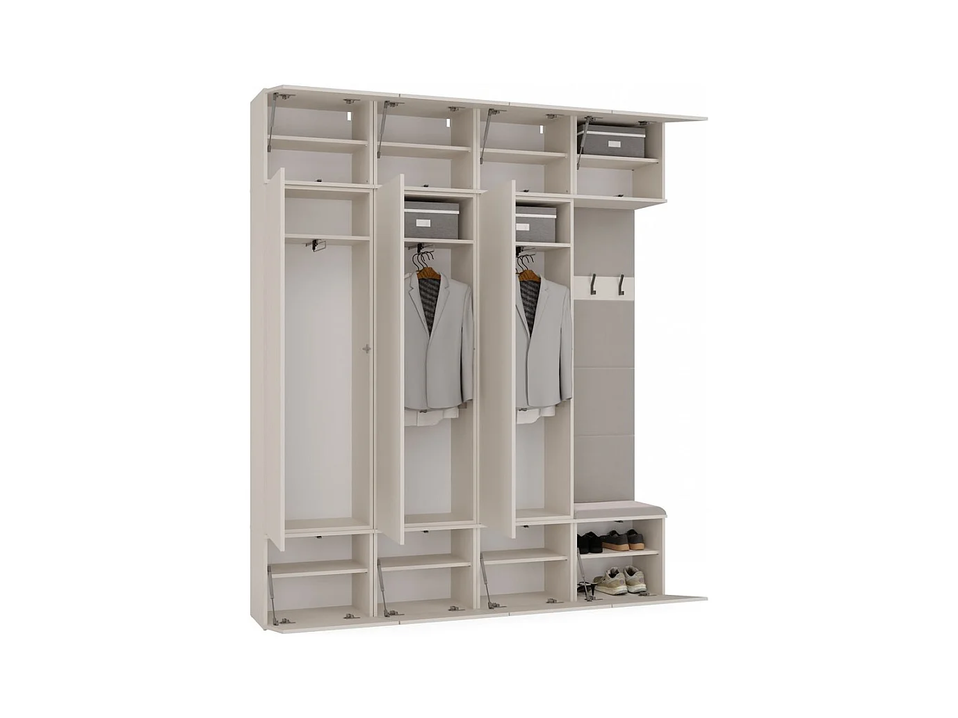 Garderoba HAGA IV 3Sz1W | Kaszmir | 200x35x238 cm | 3x Szafa + Wieszak