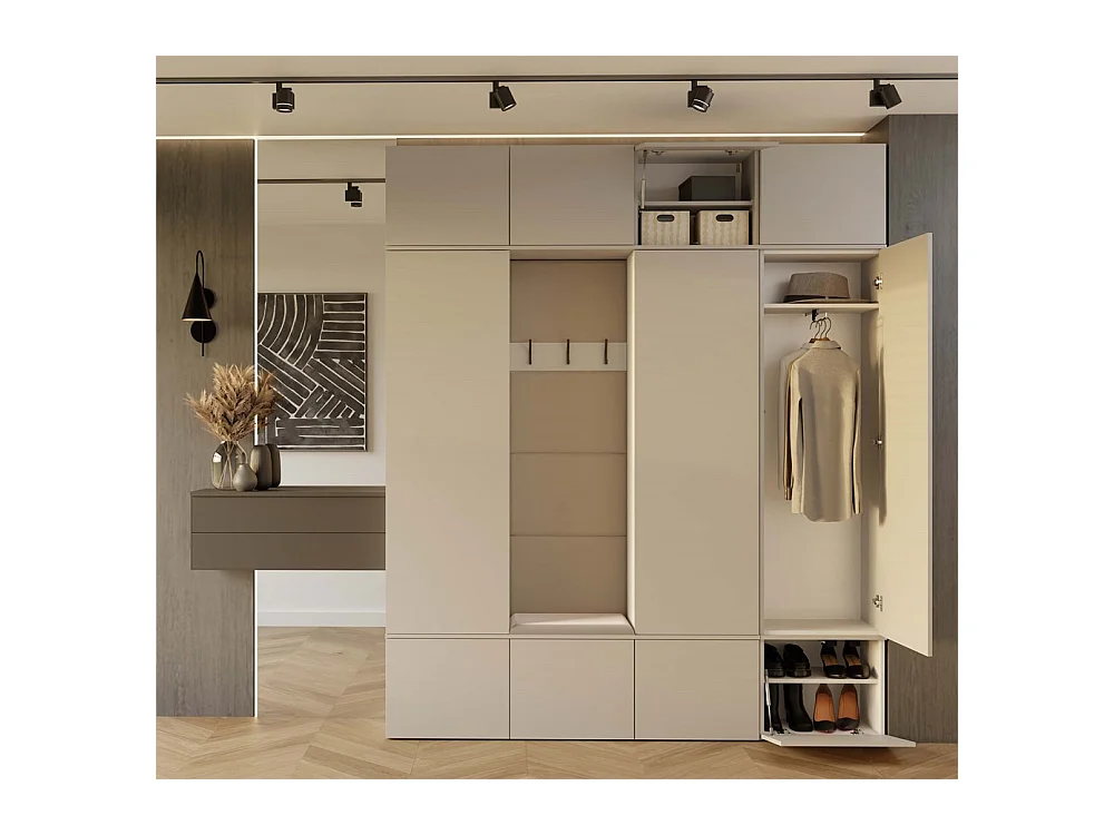 Garderoba HAGA IV 3Sz1W | Kaszmir | 200x35x238 cm | 3x Szafa + Wieszak