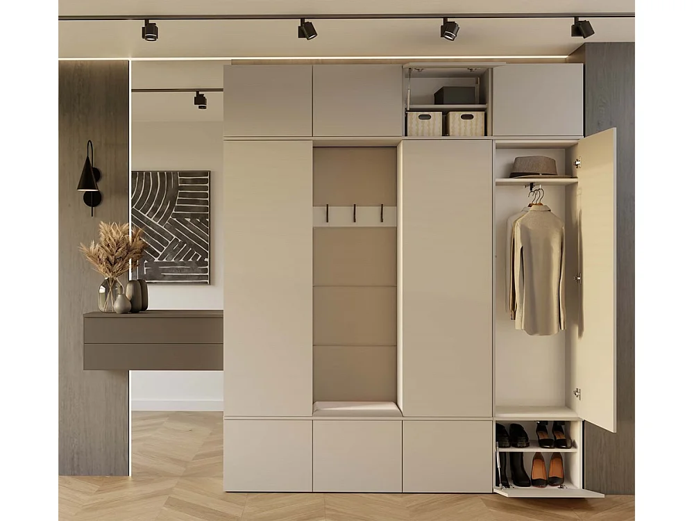 Garderoba HAGA IV 3Sz1W | Kaszmir | 200x35x238 cm | 3x Szafa + Wieszak