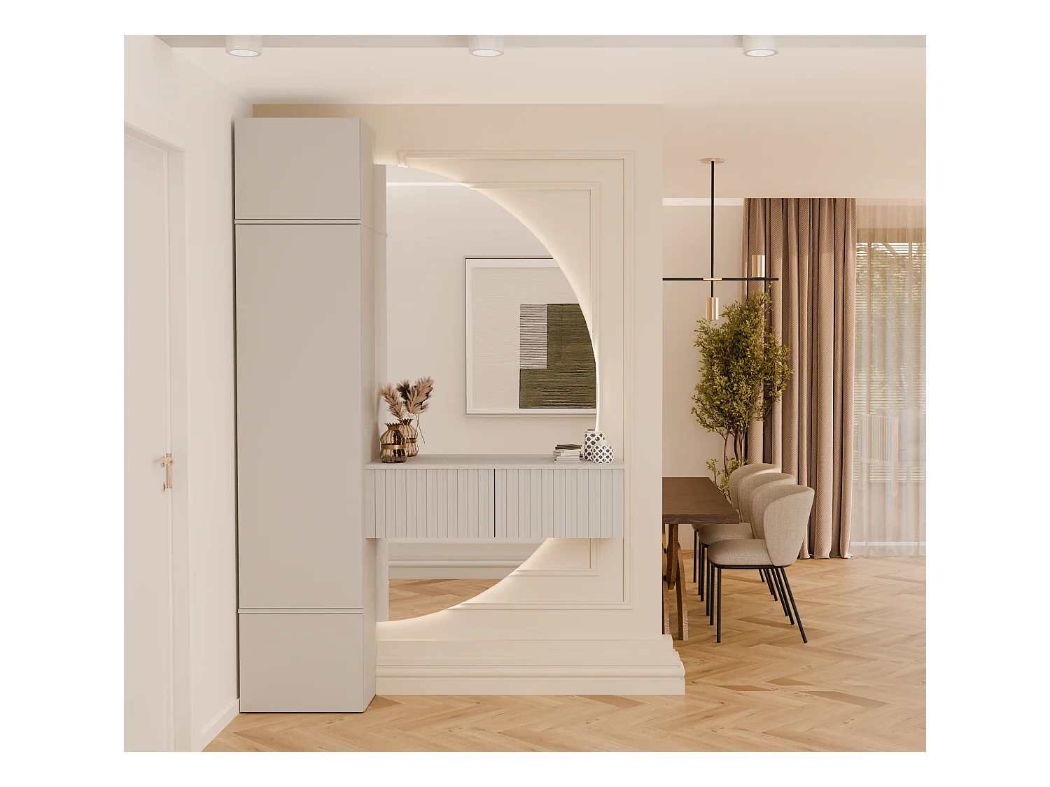 HAGA – Flurschrank mit 3 Türen – Garderobe – Kaschmirbeige