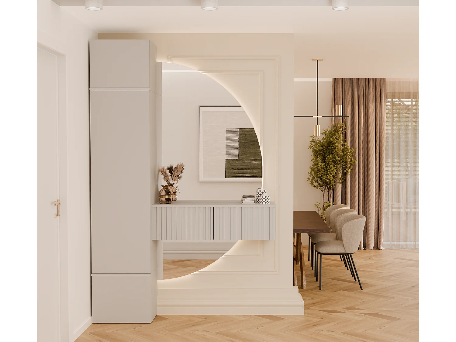 HAGA – Flurschrank mit 3 Türen – Garderobe – Kaschmirbeige