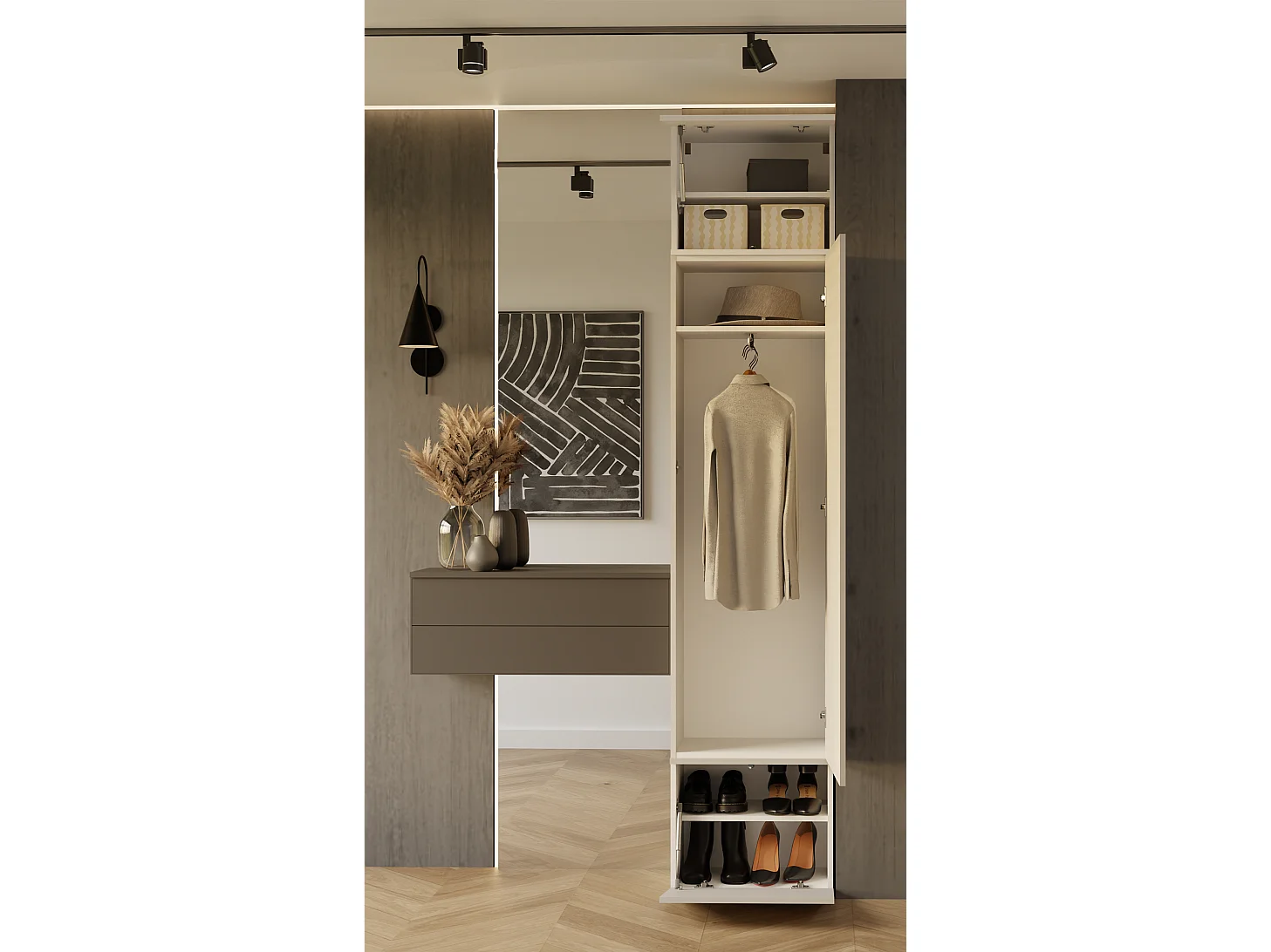 Szafa HAGA | Kaszmir | 50x35x238 cm | Szafa do Przedpokoju