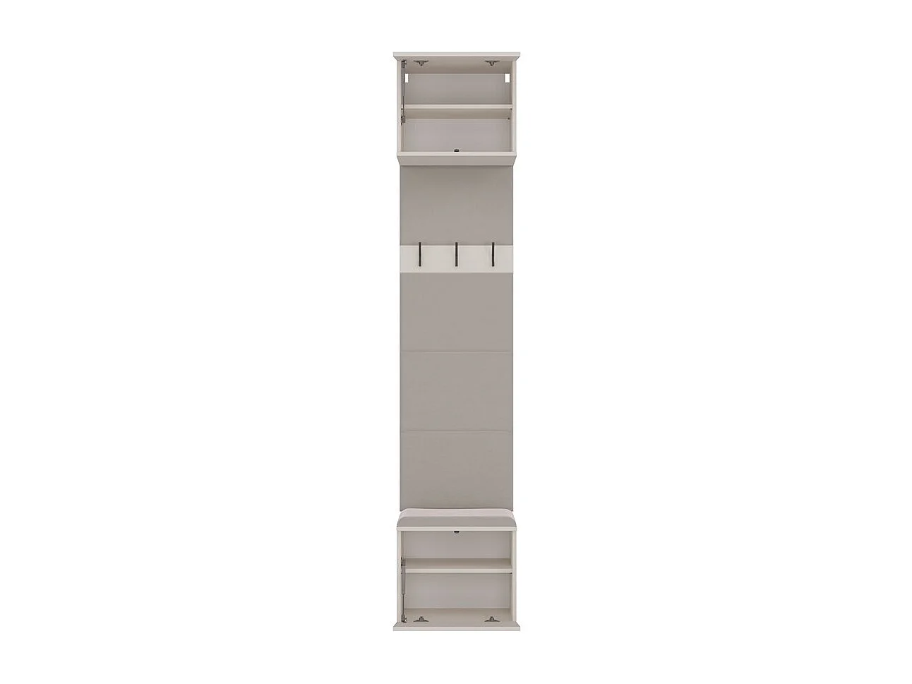 HAGA – Garderobe mit 3 Haken – Garderobe für den Eingangsbereich mit Sitzfläche 238 x 50 x 35 cm – Kaschmirbeige