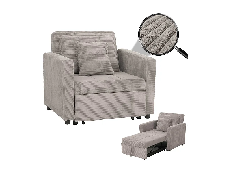 Fotel rozkładany MCW-L90,  jasnoszary