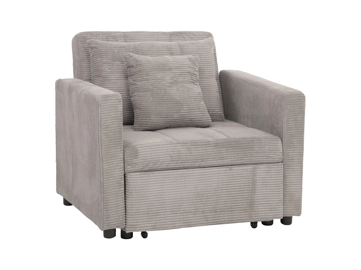 Poltrona letto MCW-L90, sofà letto pieghevole reclinabile, 200x100cm stoffa/tessuto velluto a coste ~ grigio chiaro