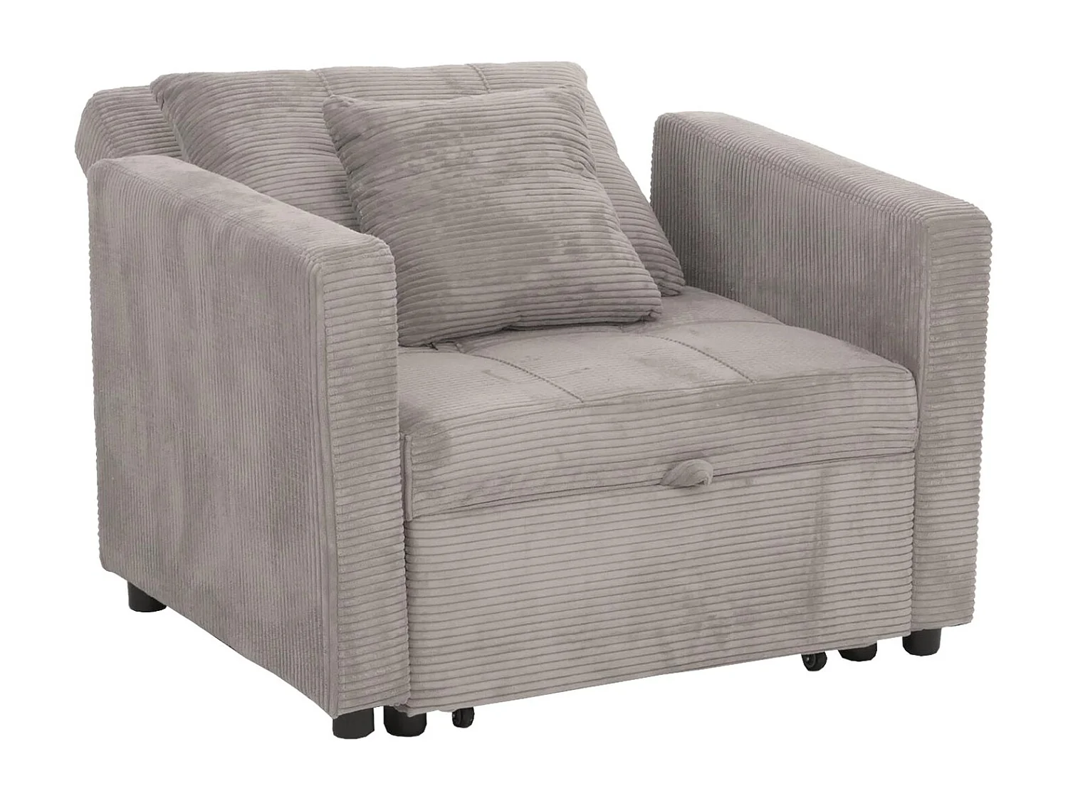 Poltrona letto MCW-L90, sofà letto pieghevole reclinabile, 200x100cm stoffa/tessuto velluto a coste ~ grigio chiaro