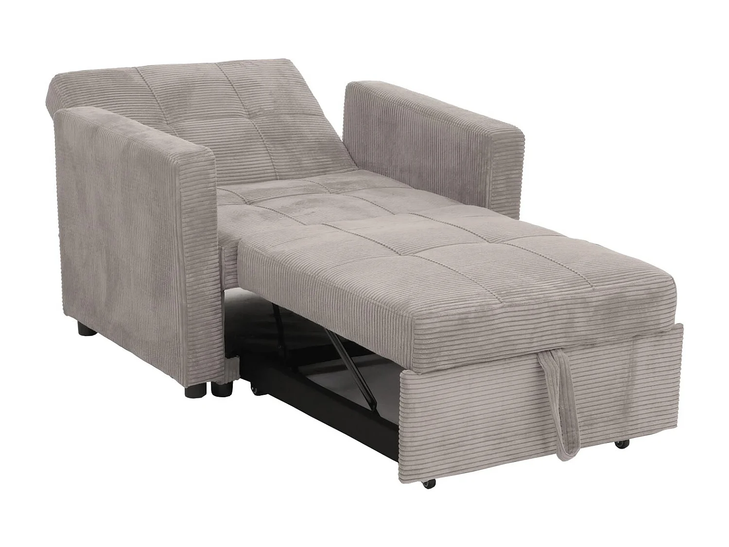 Poltrona letto MCW-L90, sofà letto pieghevole reclinabile, 200x100cm stoffa/tessuto velluto a coste ~ grigio chiaro