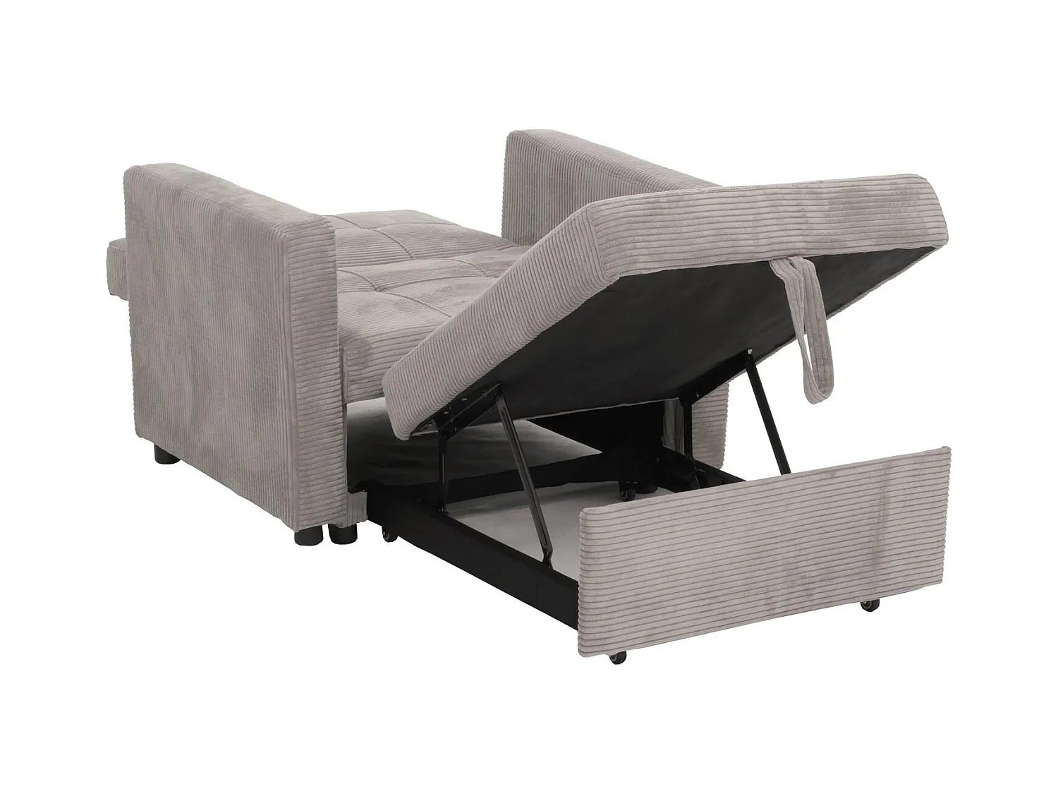 Poltrona letto MCW-L90, sofà letto pieghevole reclinabile, 200x100cm stoffa/tessuto velluto a coste ~ grigio chiaro