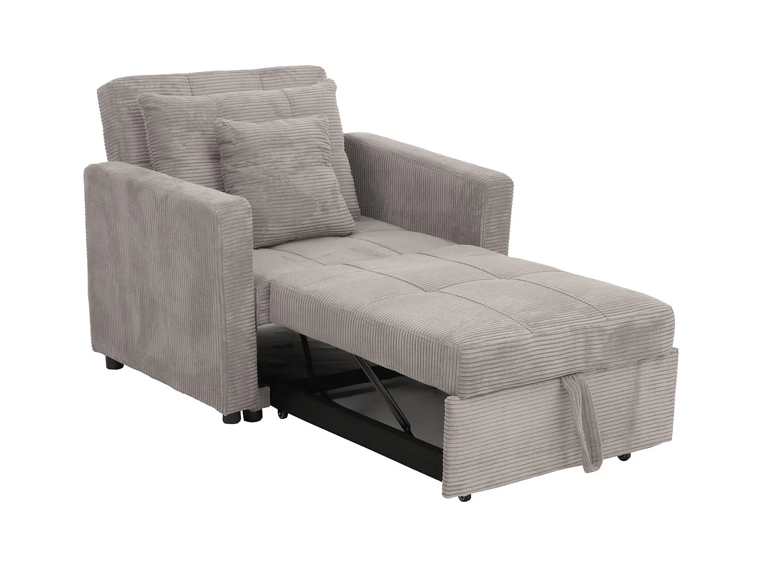 Poltrona letto MCW-L90, sofà letto pieghevole reclinabile, 200x100cm stoffa/tessuto velluto a coste ~ grigio chiaro