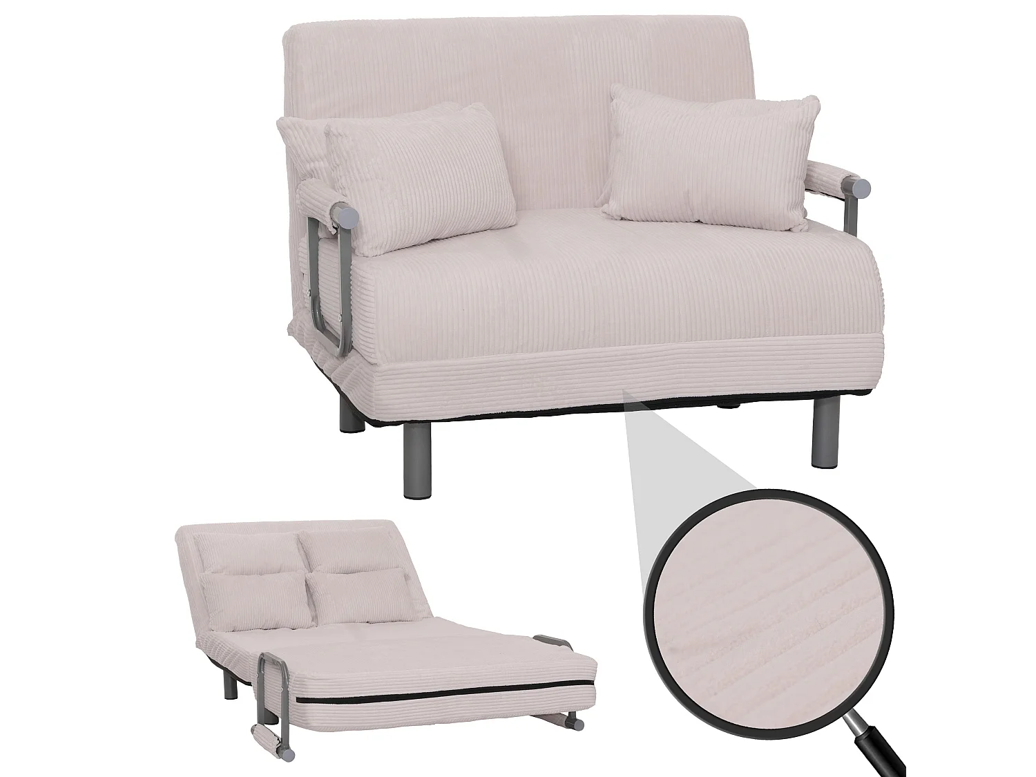 Schlafsessel MCW-K29, Creme-weiß