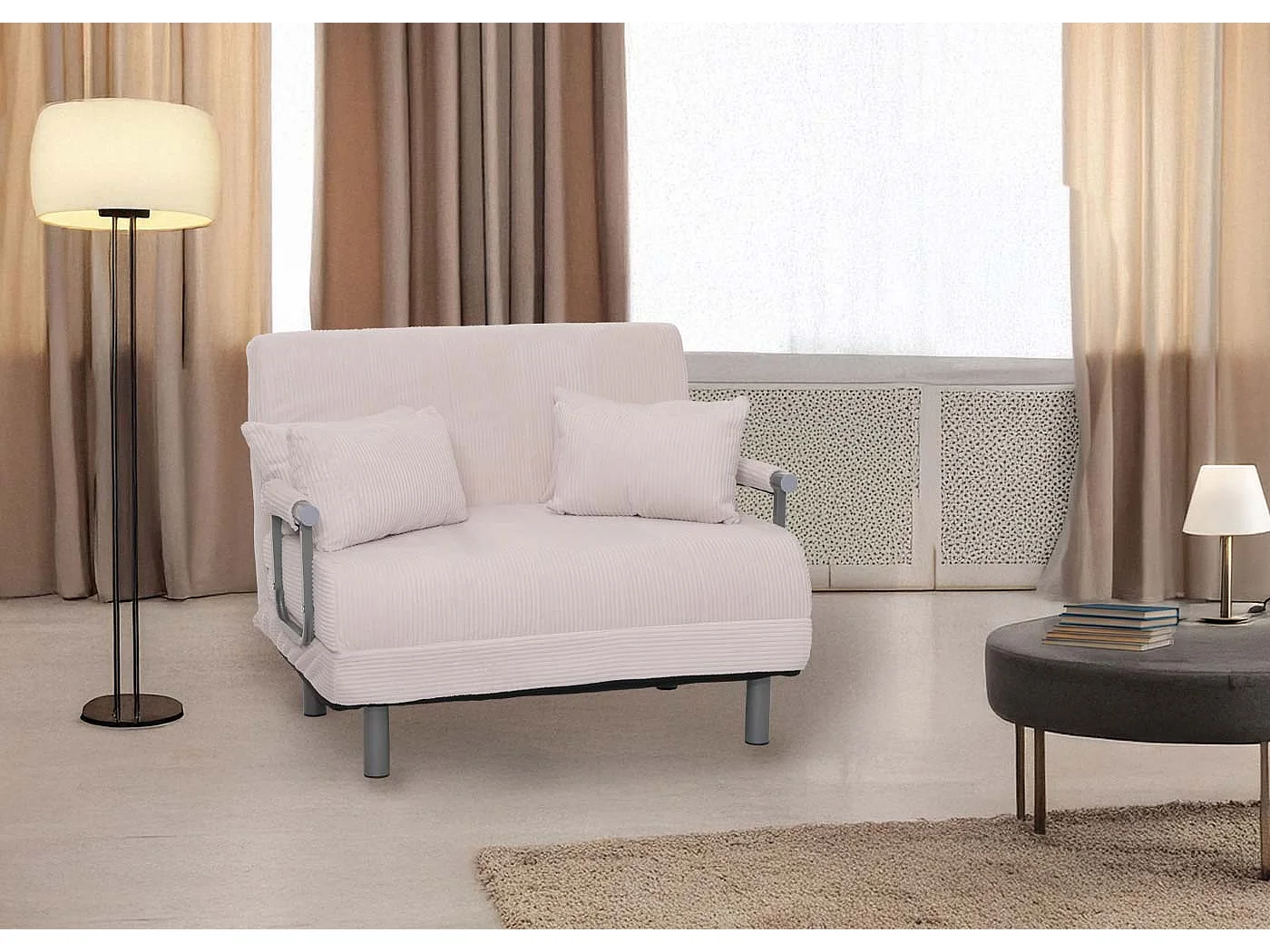 Schlafsessel MCW-K29, Creme-weiß