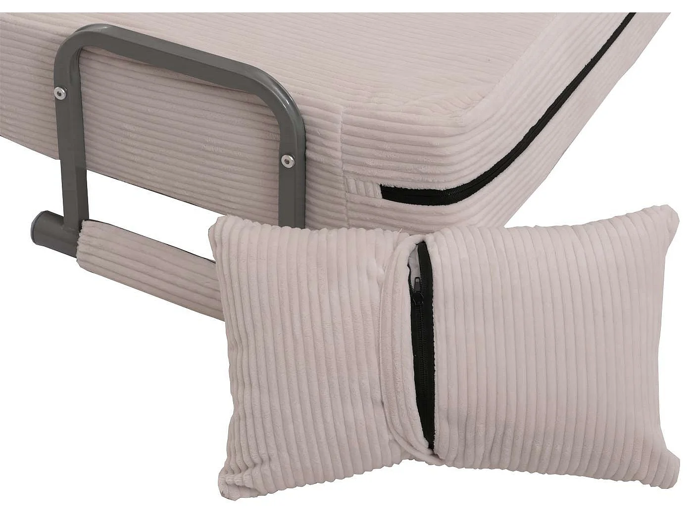 Poltrona letto MCW-K29, pieghevole Divano letto, superficie riposo 190x100cm, tessuto a coste (330 g/m²) ~ avorio bianco