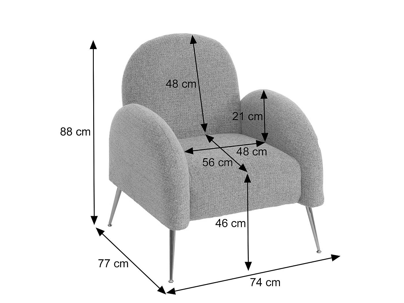 Fotel wypoczynkowy MCW-N69,  ciemnoszary