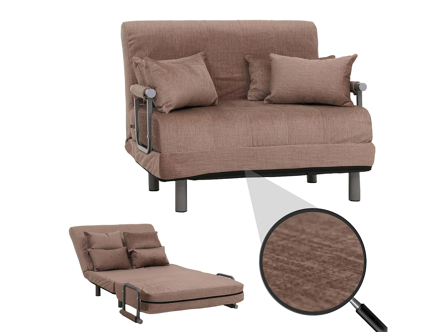 Fotel z funkcją spania MCW-K29,  brązowy