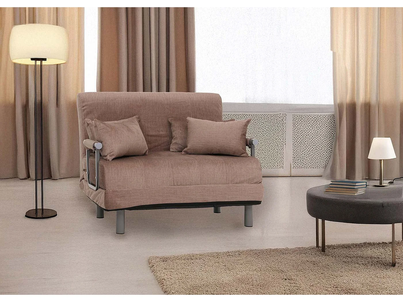 Fotel z funkcją spania MCW-K29,  brązowy