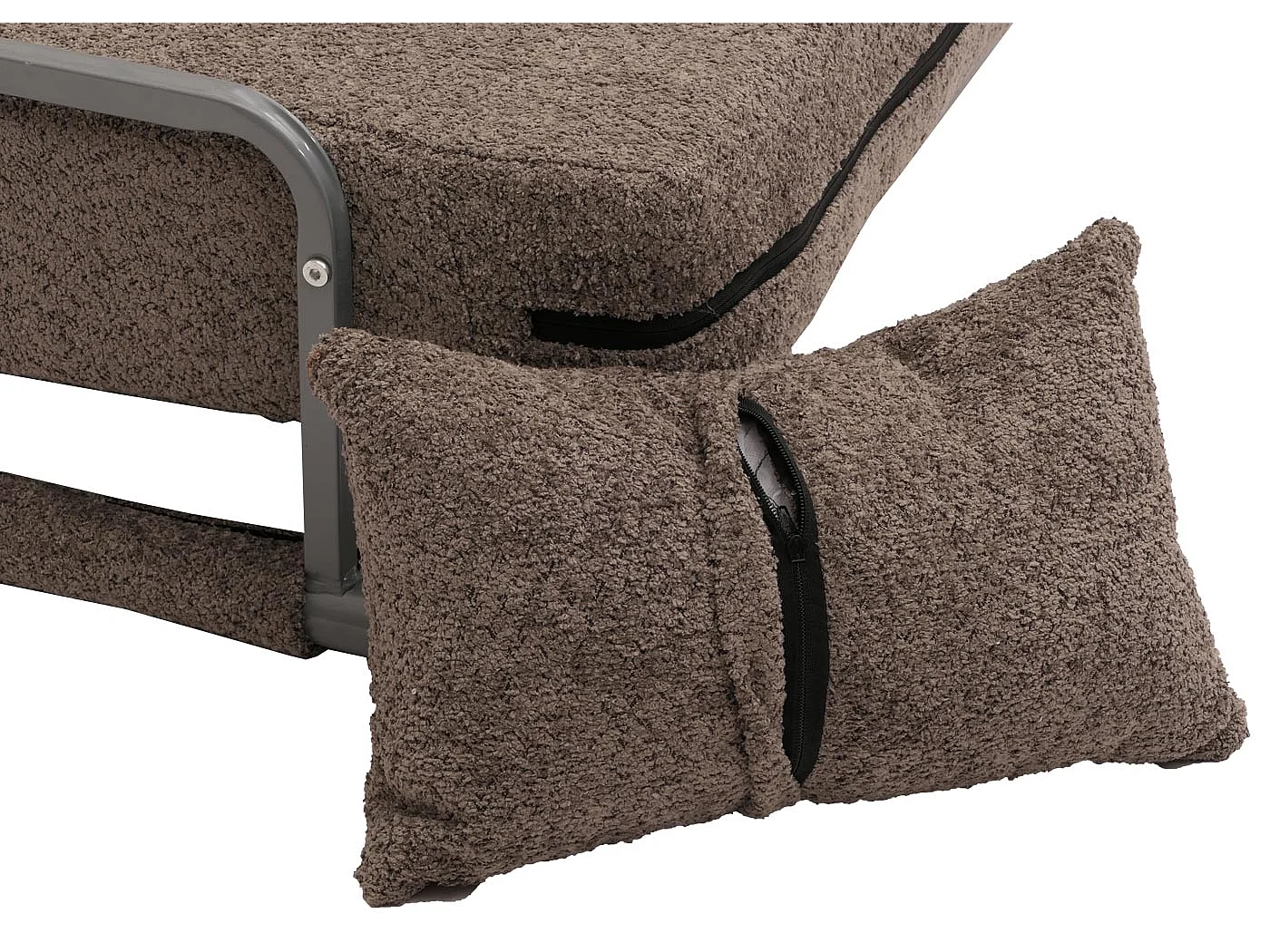 Poltrona letto MCW-K29, pieghevole Divano letto, superficie riposo 190x100cm, tessuto bouclé (500g/m²) ~ marrone chiaro