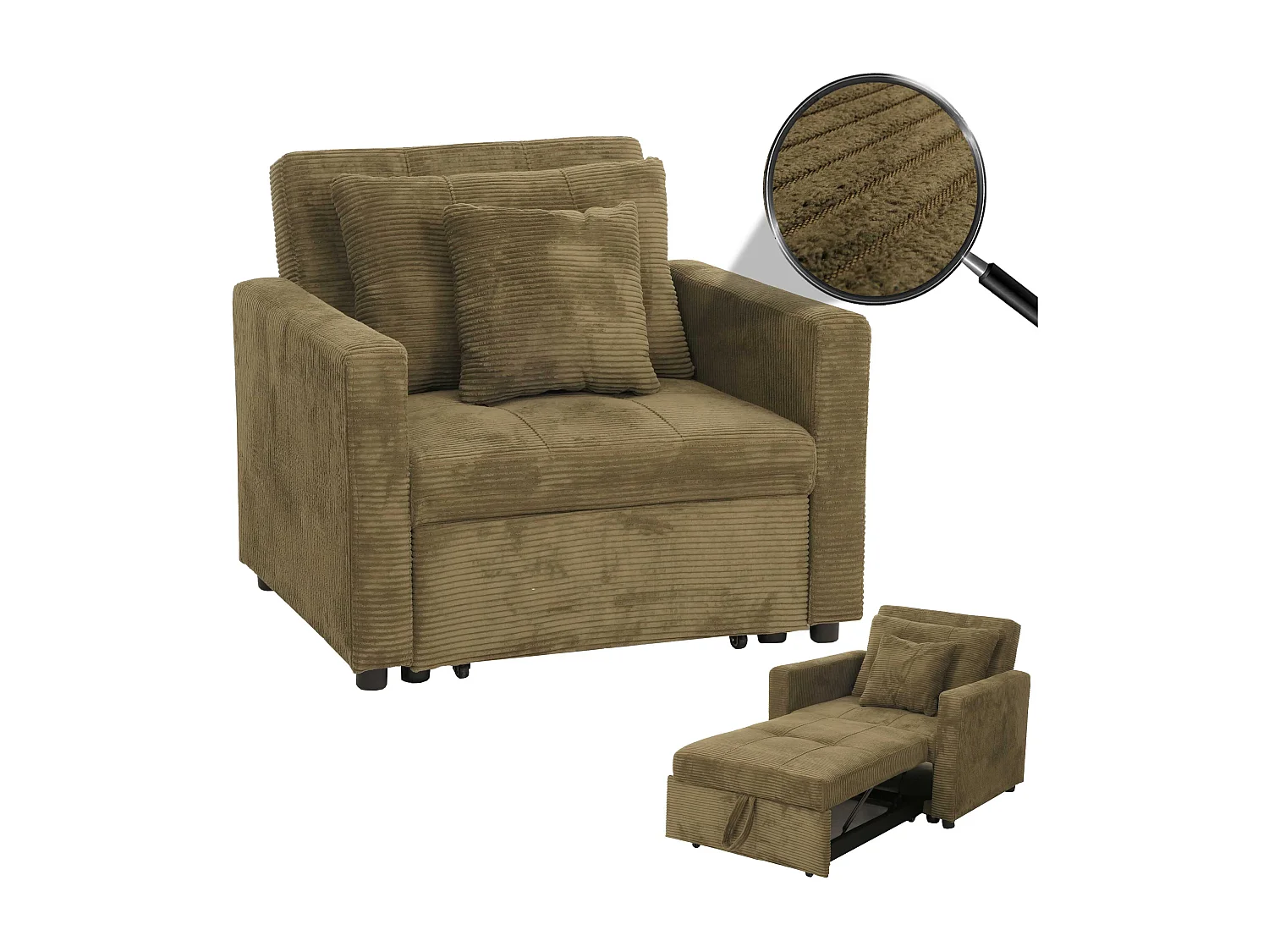 Fotel rozkładany MCW-L90,  zielony