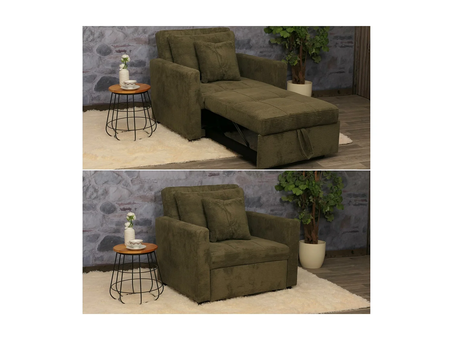 Fotel rozkładany MCW-L90,  zielony