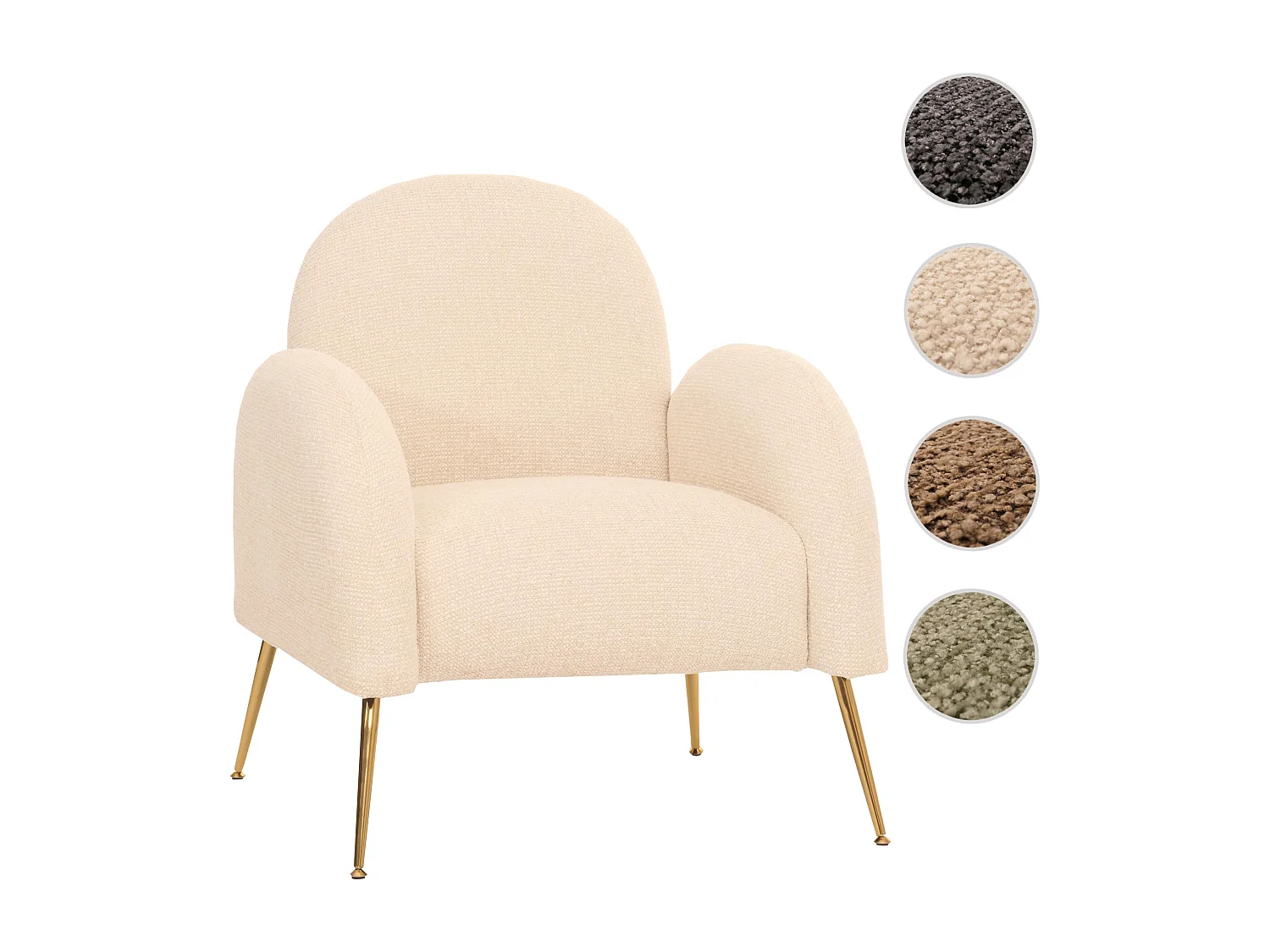 Fotel wypoczynkowy MCW-N69,  kremowo-biały