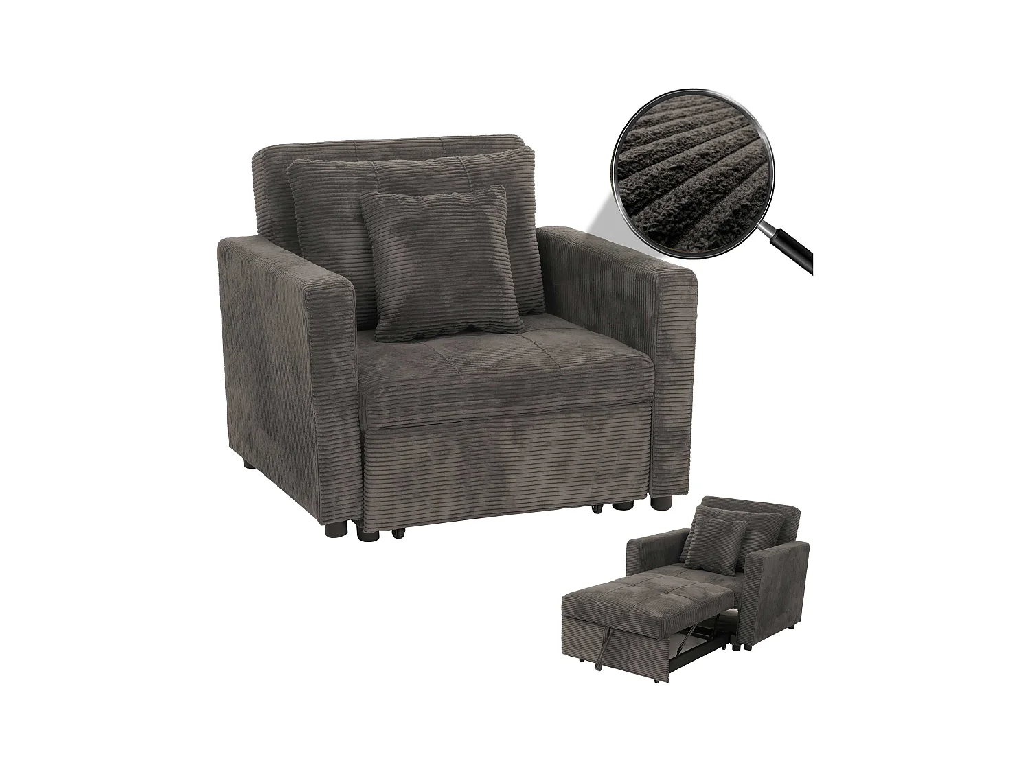 Schlafsessel MCW-L90, Dunkelgrau