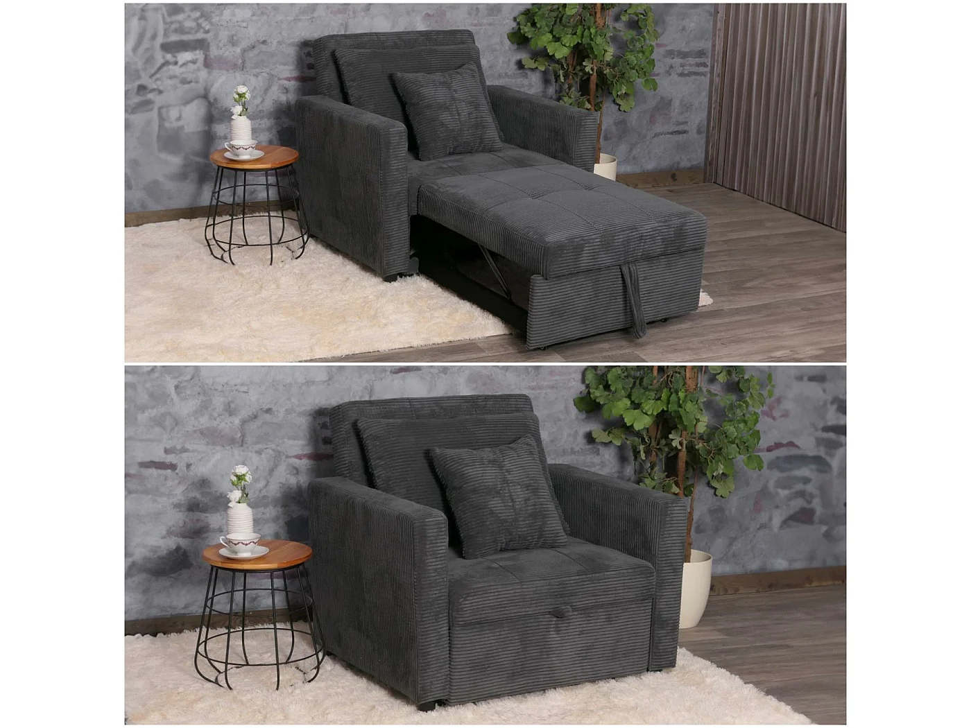 Fotel rozkładany MCW-L90,  ciemnoszary