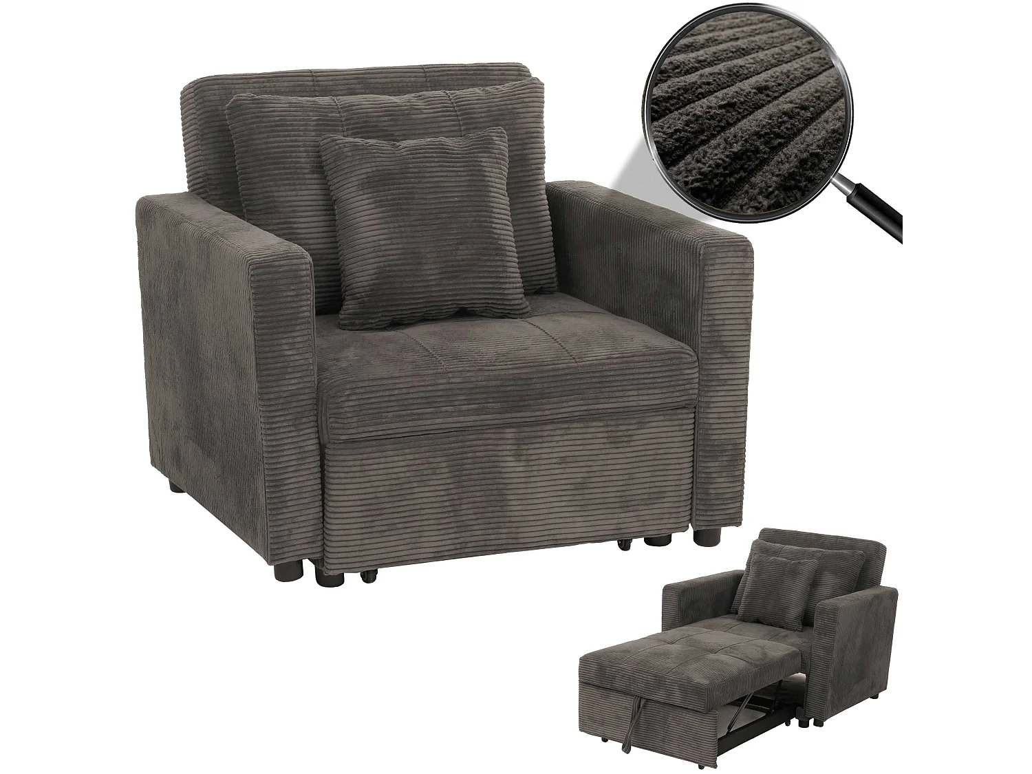 Schlafsessel MCW-L90, Dunkelgrau